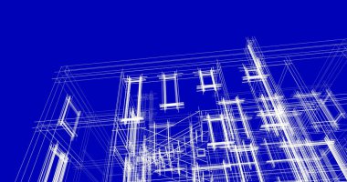 Mimari sanat konseptinde soyut çizgiler, minimum geometrik şekiller. 
