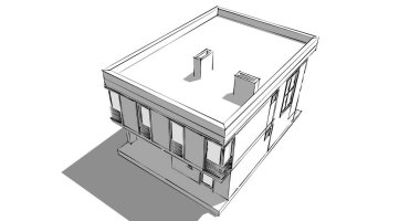 Arkaplanda mimari bina 3d illüstrasyon