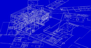 Mimari sanat konseptinde soyut çizgiler, minimum geometrik şekiller. 
