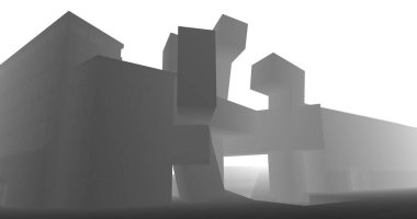 Mimari sanat konseptinde soyut çizgiler, minimum geometrik şekiller. 