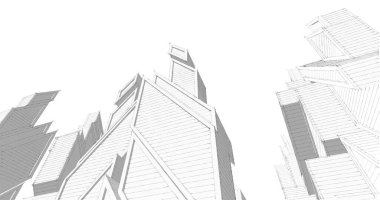 Mimari sanat konseptinde soyut çizgiler, minimum geometrik şekiller. 