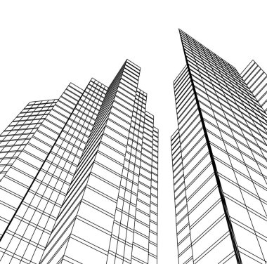 Mimari sanat konseptinde soyut çizgiler, minimum geometrik şekiller. 