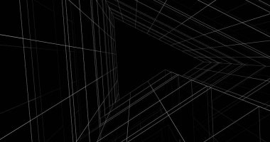 Mimari sanat konseptinde soyut çizgiler, minimum geometrik şekiller. 