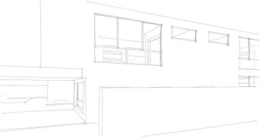 Mimari sanat konseptinde soyut çizgiler, minimum geometrik şekiller. 