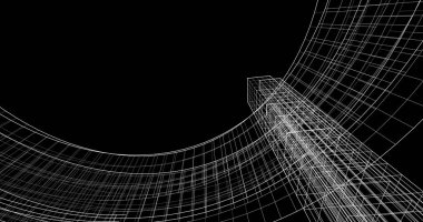 Mimari sanat konseptinde soyut çizgiler, minimum geometrik şekiller. 