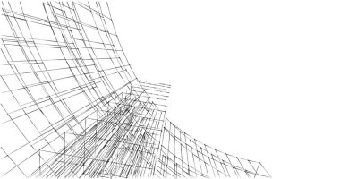 Mimari sanat konseptinde soyut çizgiler, minimum geometrik şekiller. 
