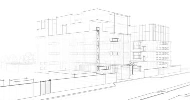 Mimari sanat konseptinde soyut çizgiler, minimum geometrik şekiller. 