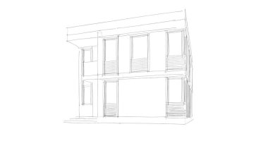 Arkaplanda mimari bina 3d illüstrasyon