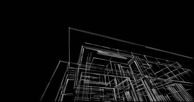 Arkaplanda mimari bina 3d illüstrasyon