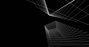 Mimari sanat konseptinde soyut çizgiler, minimum geometrik şekiller. 