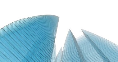 Arkaplanda mimari bina 3d illüstrasyon