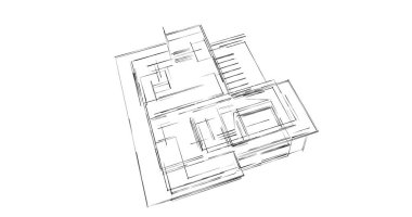 Mimari sanat konseptinde soyut çizgiler, minimum geometrik şekiller. 