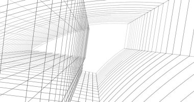 Mimari sanat konseptinde soyut çizgiler, minimum geometrik şekiller. 