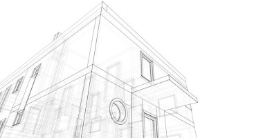 Mimari sanat konseptinde soyut çizgiler, minimum geometrik şekiller. 