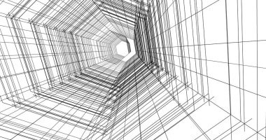 Arkaplanda mimari bina 3d illüstrasyon