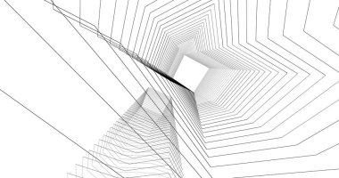 Mimari sanat konseptinde soyut çizgiler, minimum geometrik şekiller. 