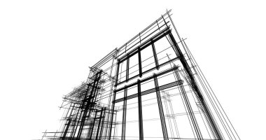 soyut mimari duvar kağıdı tasarımı, dijital konsept arkaplan