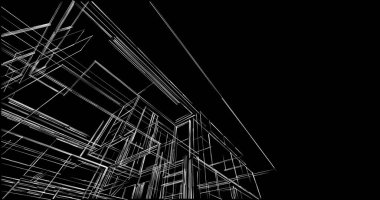 Arkaplanda mimari bina 3d illüstrasyon