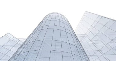 Mimari sanat konseptinde soyut çizgiler, minimum geometrik şekiller. 