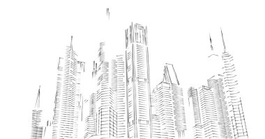 Arkaplanda mimari bina 3d illüstrasyon