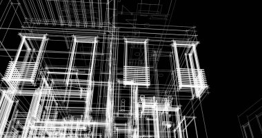 Mimari sanat konseptinde soyut çizgiler, minimum geometrik şekiller. 