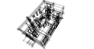 Mimari sanat konseptinde soyut çizgiler, minimum geometrik şekiller. 