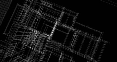 Arkaplanda mimari bina 3d illüstrasyon