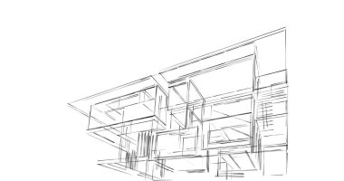 Mimari sanat konseptinde soyut çizgiler, minimum geometrik şekiller. 