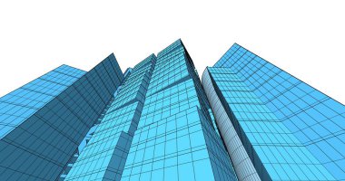 Arkaplanda mimari bina 3d illüstrasyon