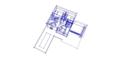 Mimari sanat konseptinde soyut çizgiler, minimum geometrik şekiller. 