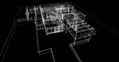 Arkaplanda mimari bina 3d illüstrasyon