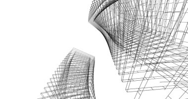 Mimari sanat konseptinde soyut çizgiler, minimum geometrik şekiller. 