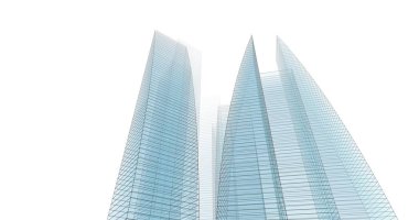 Arkaplanda mimari bina 3d illüstrasyon