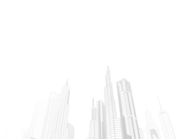 Arkaplanda mimari bina 3d illüstrasyon