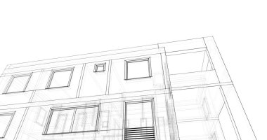 Mimari sanat konseptinde soyut çizgiler, minimum geometrik şekiller. 