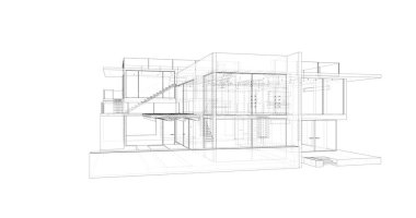 Arkaplanda mimari bina 3d illüstrasyon