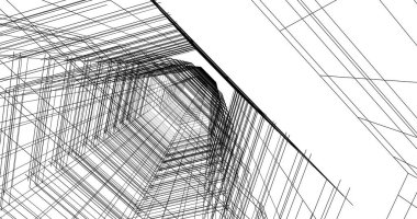 Arkaplanda mimari bina 3d illüstrasyon