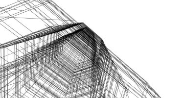 Arkaplanda mimari bina 3d illüstrasyon