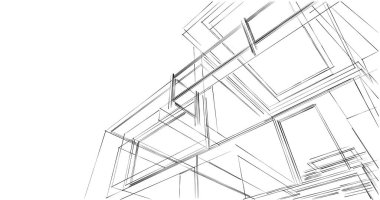 Arkaplanda mimari bina 3d illüstrasyon