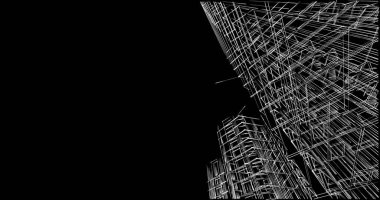 Mimari sanat konseptinde soyut çizgiler, minimum geometrik şekiller. 