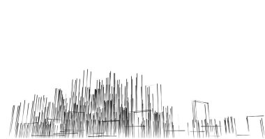 Arkaplanda mimari bina 3d illüstrasyon