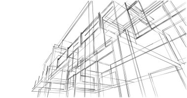 Arkaplanda mimari bina 3d illüstrasyon