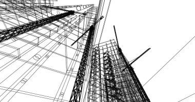 Mimari sanat konseptinde soyut çizgiler, minimum geometrik şekiller. 