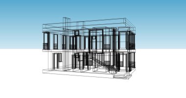 Mimari sanat konseptinde soyut çizgiler, minimum geometrik şekiller. 