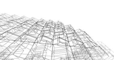 Mimari sanat konseptinde soyut çizgiler, minimum geometrik şekiller. 