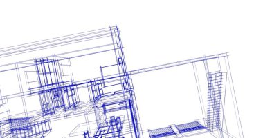 Mimari sanat konseptinde soyut çizgiler, minimum geometrik şekiller. 