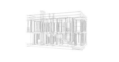 Arkaplanda mimari bina 3d illüstrasyon