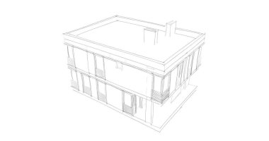 Arkaplanda mimari bina 3d illüstrasyon