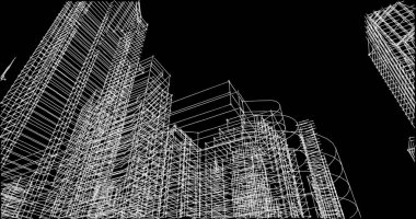 Mimari sanat konseptinde soyut çizgiler, minimum geometrik şekiller. 