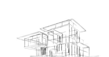 Mimari sanat konseptinde soyut çizgiler, minimum geometrik şekiller. 